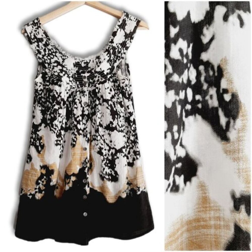 ISDA & Co Abstract Ikat Pattern Button Down Tank Top Sz S Flawed